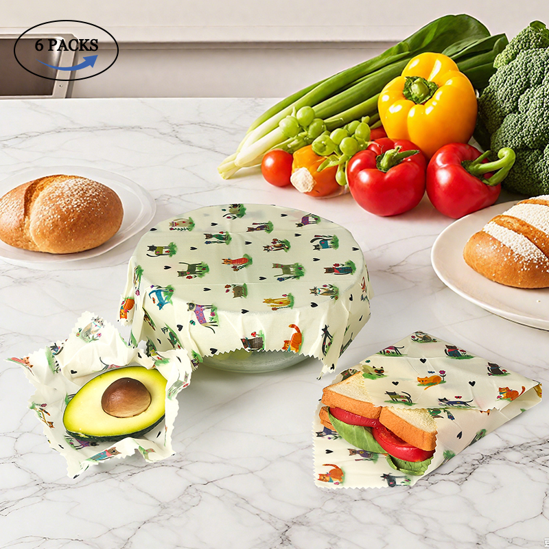 Beeswax Wrap Reusable - 6 Packs (2S. 2M, 2L) reusable