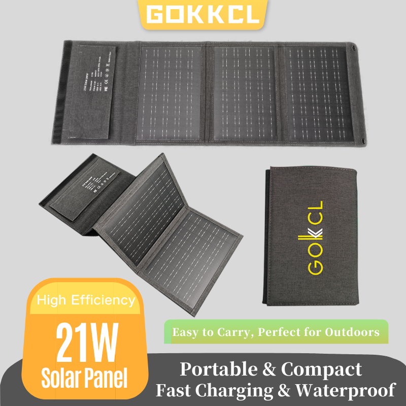 Solar Charger Panel Foldable - GOKKCL NEW Foldable Solar Panel USB