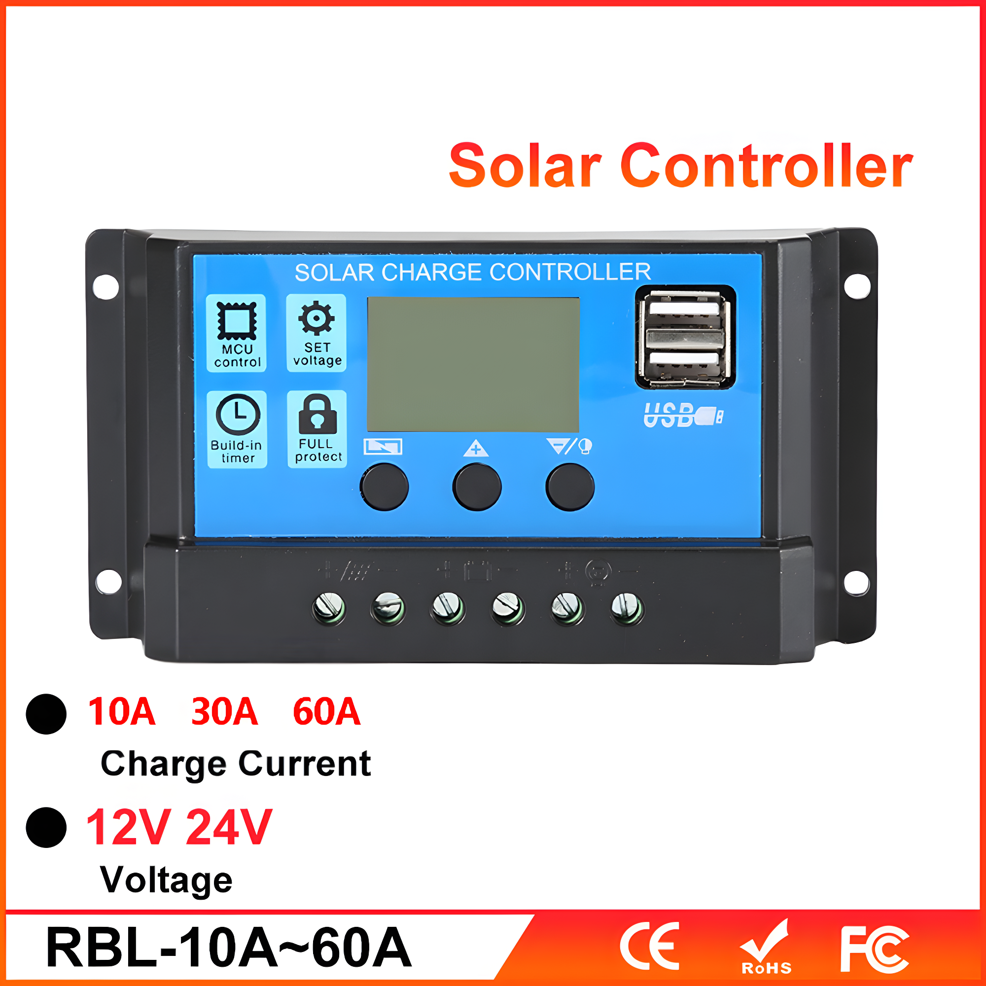 Solar Charger Panel Foldable - Solar Charge and Discharge Controller LCD