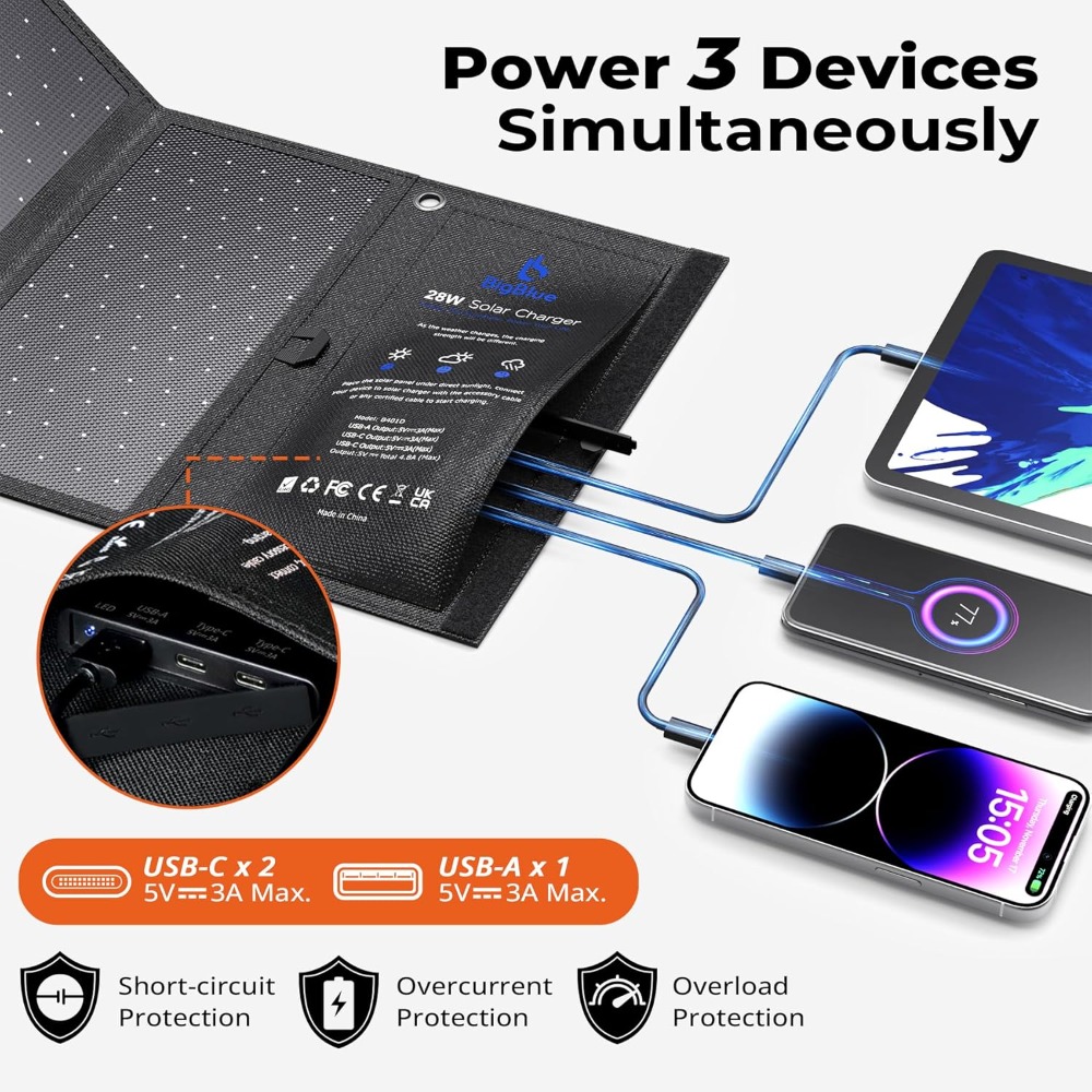 3 USB Ports 28W Solar Charger( - Solar Charger Panel Foldable 리뷰 및 가격