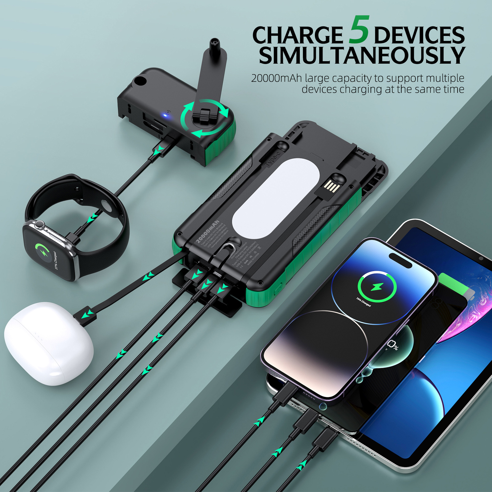 Hand Crank Solar Power Bank Ou - Solar Charger Panel Foldable 리뷰 및 가격