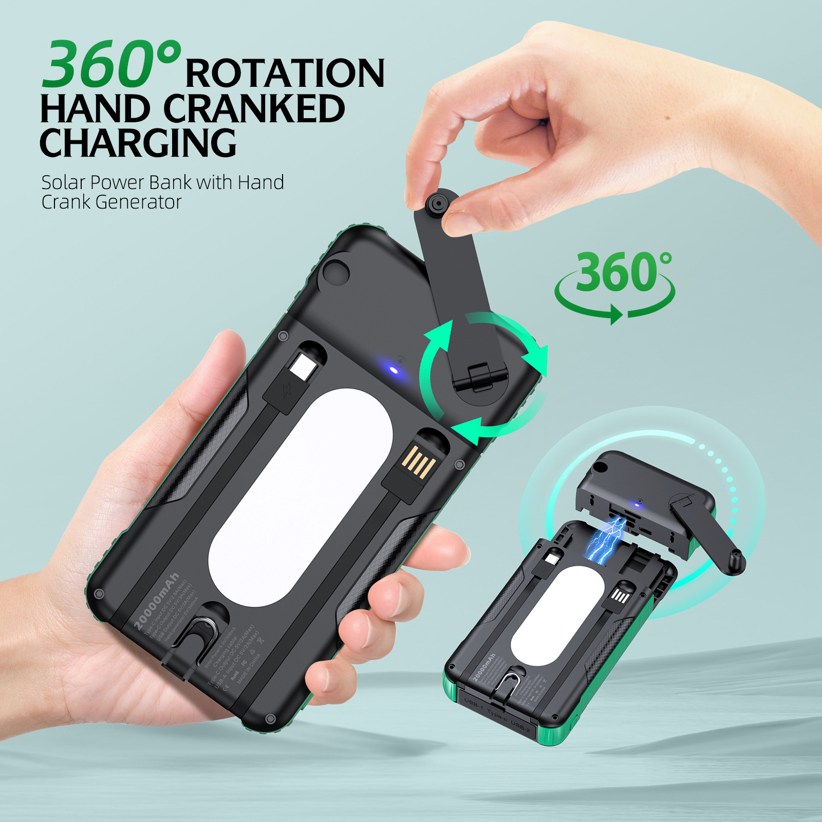 Hand Crank Solar Power Bank Ou - Solar Charger Panel Foldable 리뷰 및 가격